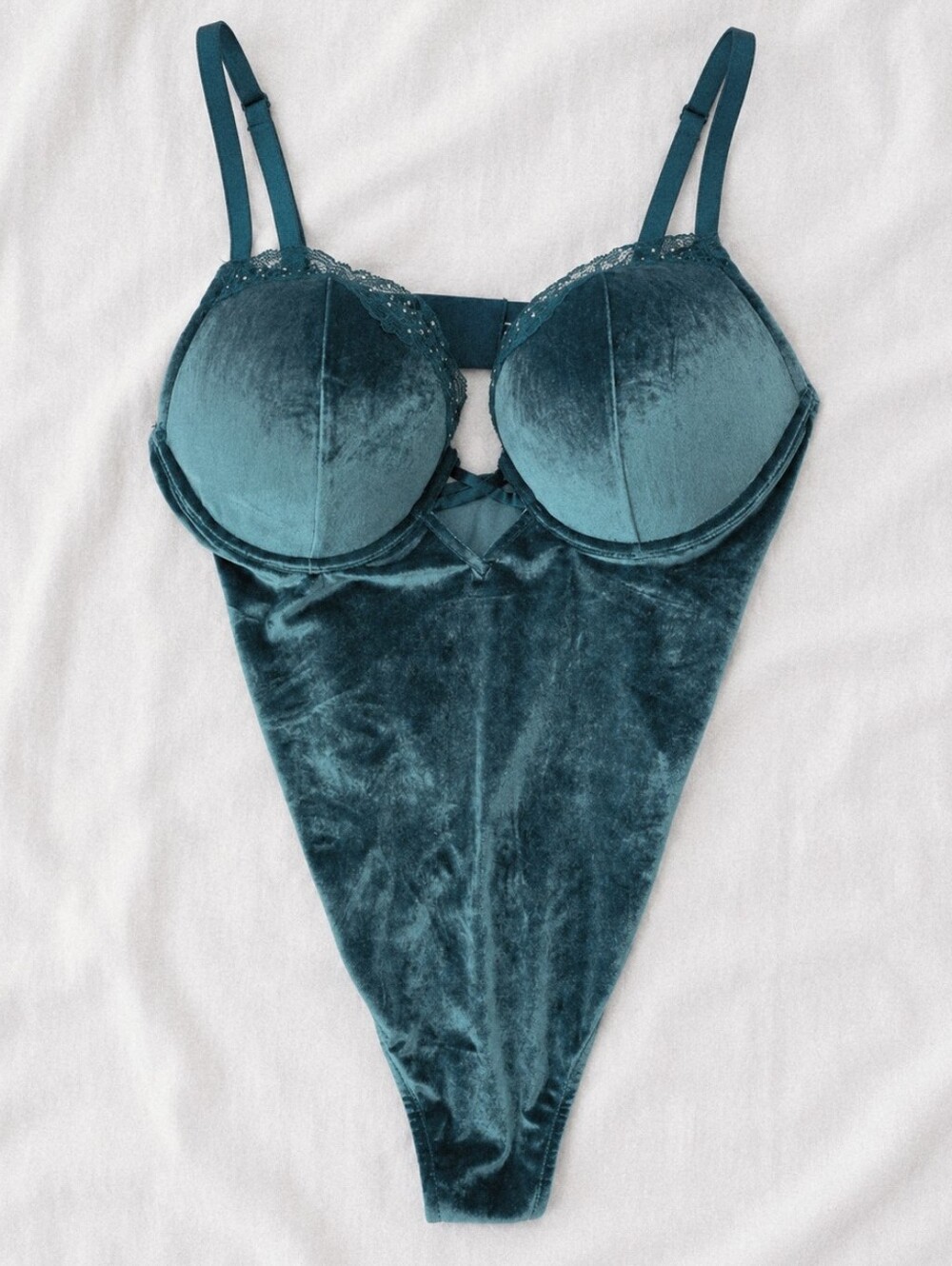 NWOT Victotia's Secret Bombshell Velvet Green Push-Up Teddy Size XL